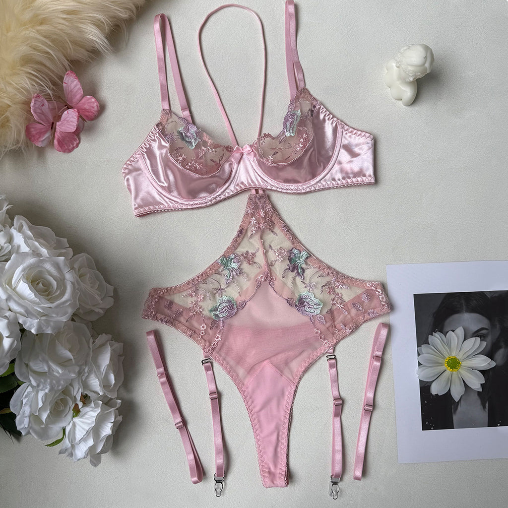 Garden Bloom Embroidered Teddy Set